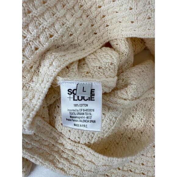 NWT Sophie + Lucie Open Knitted Jumpsuit Romper Cream Cotton Fitted Polo Size L - Picture 6 of 6